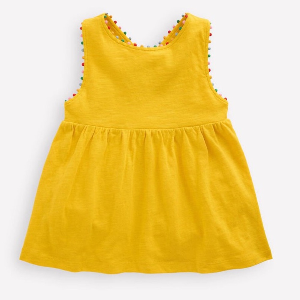 Mini Boden Sleeveless Pom Pom Top